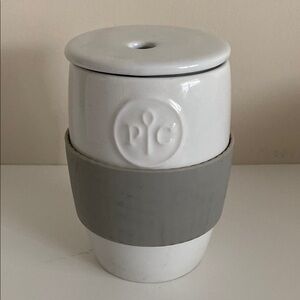 PAMPERED CHEF microwave EGG COOKER baker CERAMIC cup mug  #1529 white new